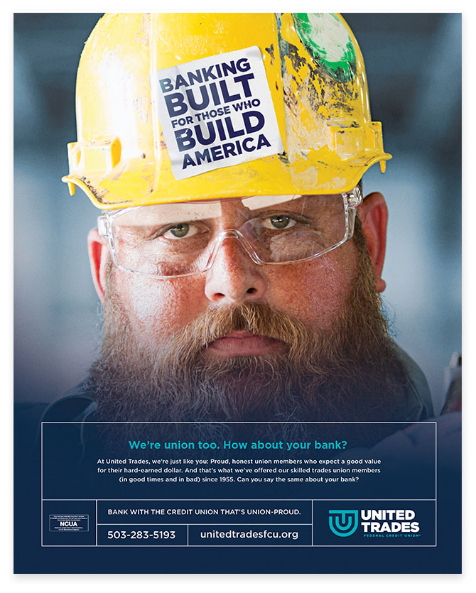 United Trades Federal Credit Union Blue Collar Worker Advertisement by Austin Williams a New York Digital Marketing Agency